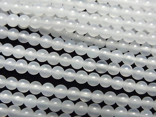White chalcedony round 3mm 1-strand beads (approx. 15 inches/37 cm)