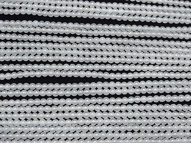 White chalcedony round 3mm 1-strand beads (approx. 15 inches/37 cm)