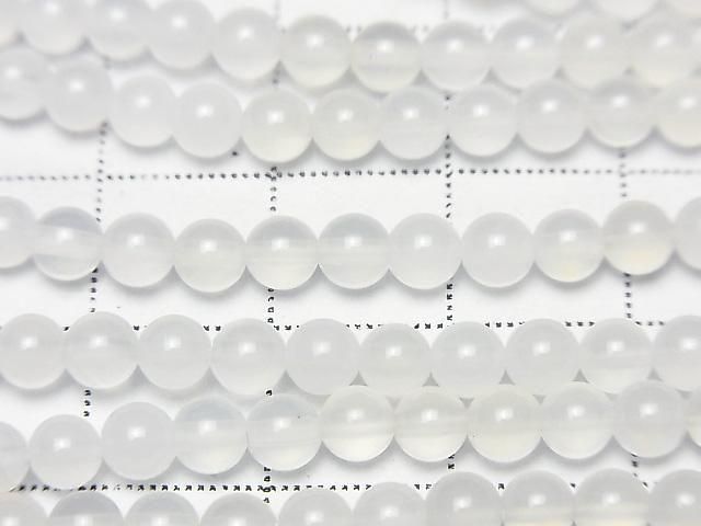 White Chalcedony AAA Round 4mm 1strand beads (approx. 14 inches/35 cm)
