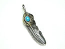 Silver925 Turquoise Feather Pendant 46x11x8mm 1pc