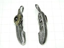 Silver925 Onyx Feather Pendant 46x11x8mm 1pc