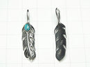 Silver925 Turquoise Feather Pendant 36x8x5mm 1pc