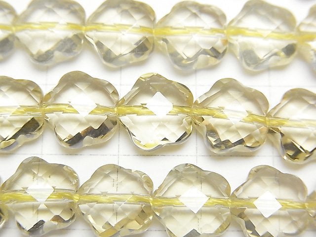 [Video]High Quality! Lemon Quartz AAA Flower Shape 10x10x6mm 5pcs or 1strand beads (aprx.15inch/38cm)