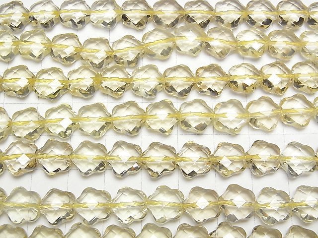 [Video]High Quality! Lemon Quartz AAA Flower Shape 10x10x6mm 5pcs or 1strand beads (aprx.15inch/38cm)