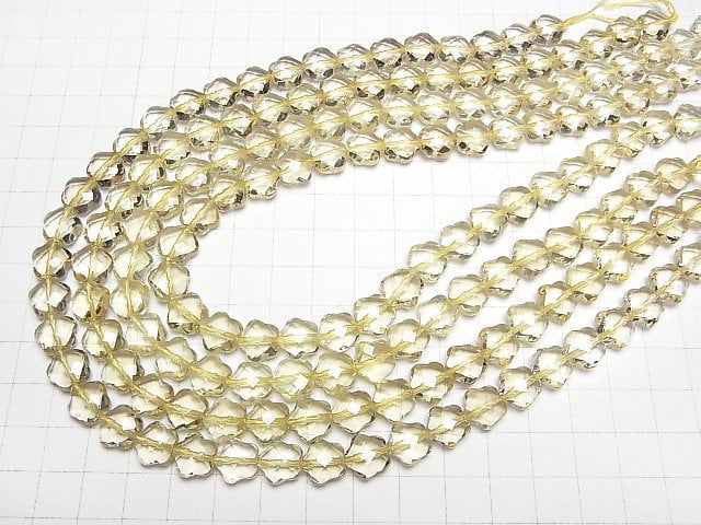 [Video]High Quality! Lemon Quartz AAA Flower Shape 10x10x6mm 5pcs or 1strand beads (aprx.15inch/38cm)