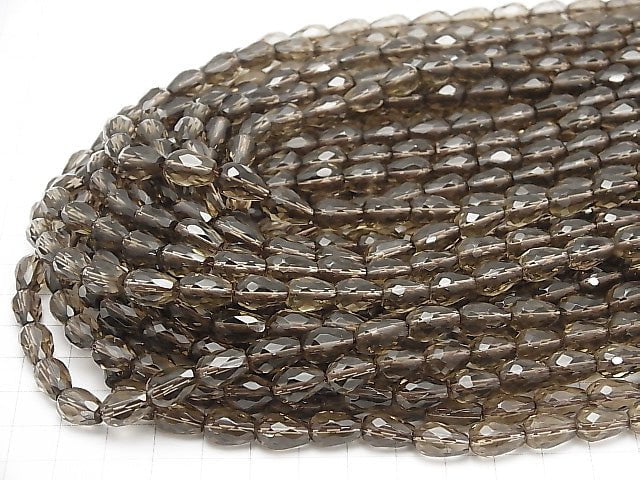 Smoky Quartz AAA Vertical Hole Faceted Drop 10x7x7mm half or 1strand beads (aprx.15inch/36cm)