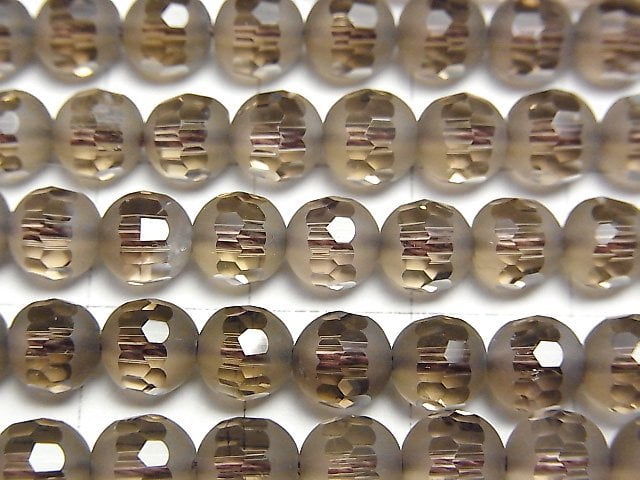 [Video] Partially Faceted Frost Smoky Quartz AAA Round 6mm half or 1strand beads (aprx.15inch / 38cm)