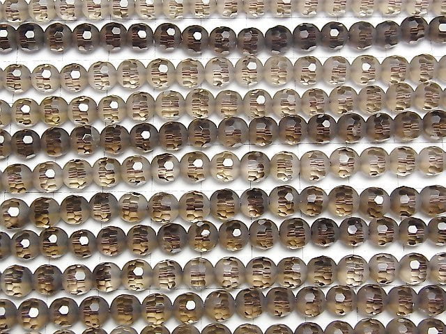 [Video] Partially Faceted Frost Smoky Quartz AAA Round 6mm half or 1strand beads (aprx.15inch / 38cm)