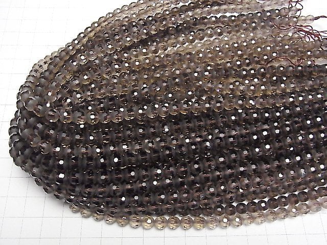 [Video] Partially Faceted Frost Smoky Quartz AAA Round 6mm half or 1strand beads (aprx.15inch / 38cm)