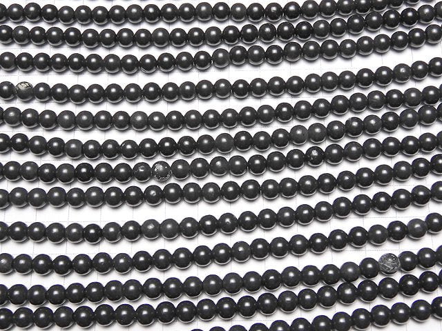 [Video] Hokkaido Black Silica Round 6mm half or 1strand beads (aprx.15inch/37cm)