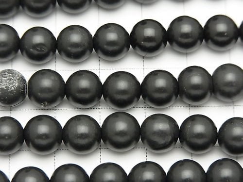 Hokkaido Black Silica Round 8mm half or 1strand beads (aprx.15inch/37cm)