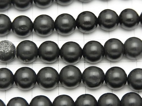 Hokkaido Black Silica Round 8mm half or 1strand beads (aprx.15inch/37cm)