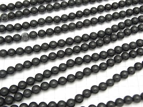 Hokkaido Black Silica Round 8mm half or 1strand beads (aprx.15inch/37cm)