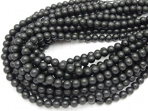 Hokkaido Black Silica Round 8mm half or 1strand beads (aprx.15inch/37cm)