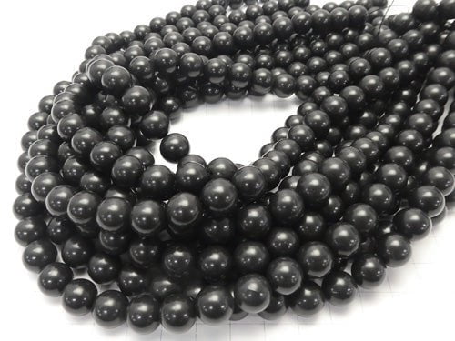 Hokkaido Black Silica Round 10mm half or 1strand beads (aprx.15inch/36cm)