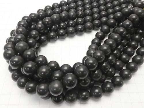 Hokkaido Black Silica Round 12mm 1/4 or 1strand beads (aprx.15inch/36cm)