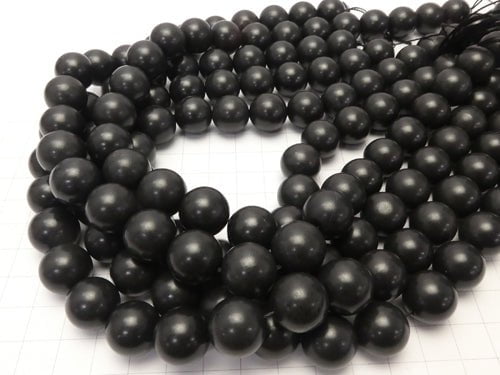 [Video] Hokkaido Black Silica Round 14mm 1/4 or 1strand beads (aprx.15inch/36cm)