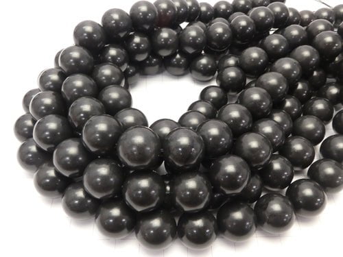 Hokkaido Black Silica Round 16mm 3pcs or 1strand beads (aprx.14inch / 35cm)