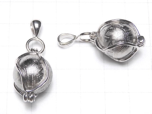 Meteorite (Muonionalusta) Pendant Silver 925 with 16 mm ball