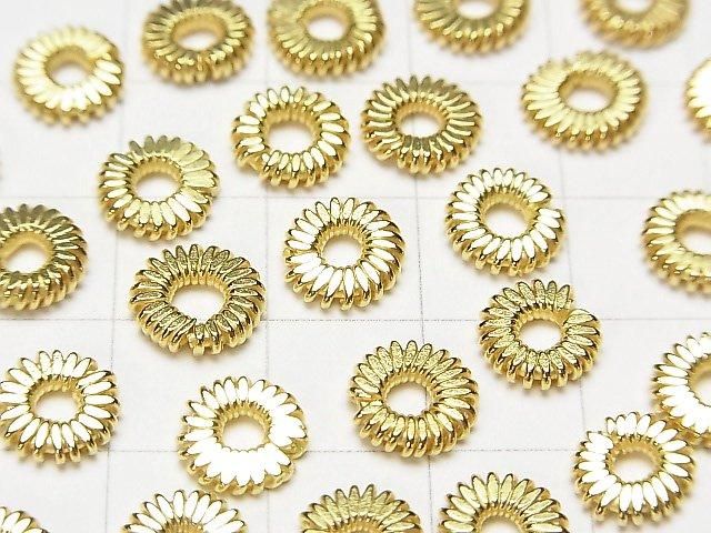 Karen Silver Rondelle 8x8x1.5mm 18KGP Twisted Pattern 4pcs
