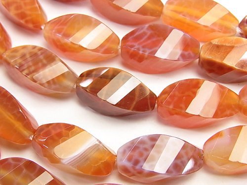 Agate, Rice, Twist Gemstone Beads