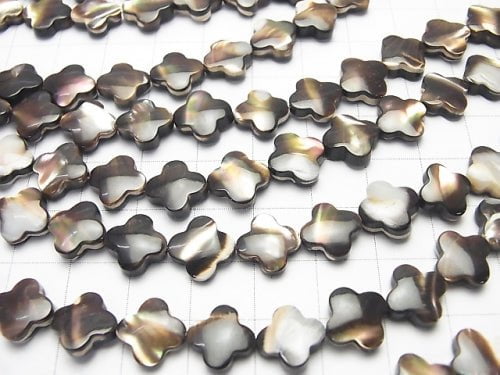 [Video] Mother of Pearl MOP Brown Flower Motif 10x10x3mm 1strand beads (aprx.15inch / 38cm)