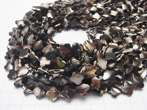 [Video] Mother of Pearl MOP Brown Flower Motif 10x10x3mm 1strand beads (aprx.15inch / 38cm)
