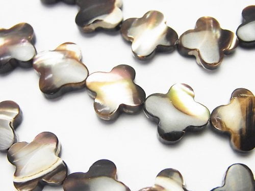 Mother of Pearl MOP Brown Flower Motif 12x12x4mm half or 1strand (aprx.15inch / 38cm)