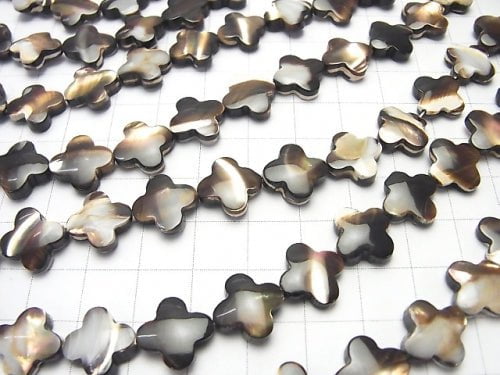 Mother of Pearl MOP Brown Flower Motif 12x12x4mm half or 1strand (aprx.15inch / 38cm)