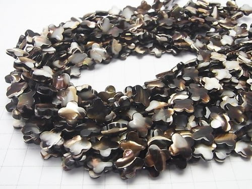 Mother of Pearl MOP Brown Flower Motif 12x12x4mm half or 1strand (aprx.15inch / 38cm)
