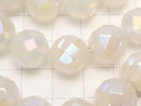 Flash, White Chalcedony 64 Faceted Round 12 mm half or 1 strand beads (aprx. 14 inch / 35 cm)