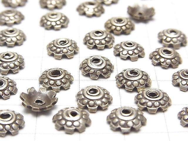 Karen Silver Bead Caps 8x8x2.5mm NO.3 4pcs