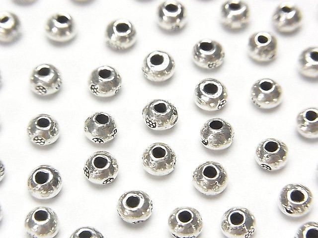 Karen Silver Flower Pattern Rondelle 4x4x3mm 5pcs