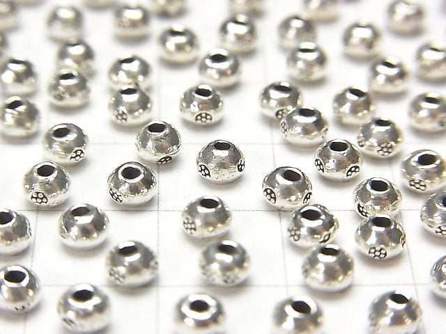 Karen Silver Flower Pattern Roundel 4x4x3mm 5pcs