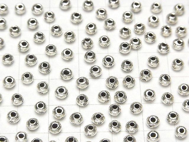 Karen Silver Flower Pattern Rondelle 4x4x3mm 5pcs
