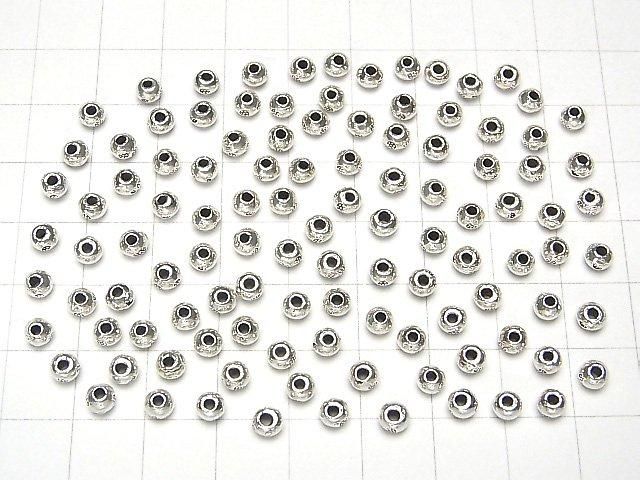 Karen Silver Flower Pattern Rondelle 4x4x3mm 5pcs