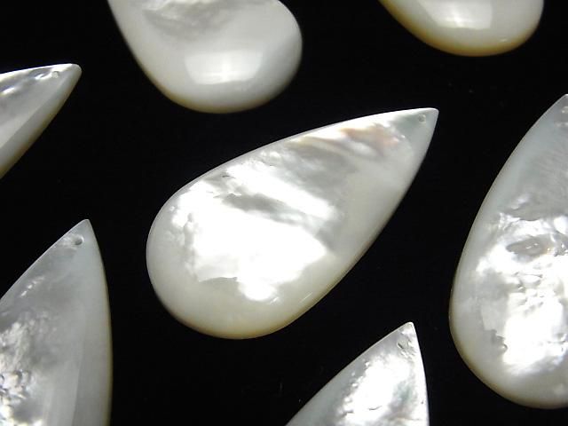 [Video] High-quality white shell (Silver-lip oyster) pear shape 40x20x5mm 1pc