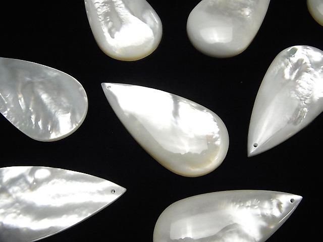 [Video] High-quality white shell (Silver-lip oyster) pear shape 40x20x5mm 1pc