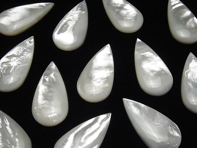 [Video] High-quality white shell (Silver-lip oyster) pear shape 40x20x5mm 1pc