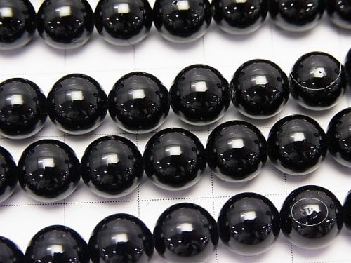 Black Tourmaline AAA - Round 8mm half or 1strand beads (aprx.15inch / 38cm)