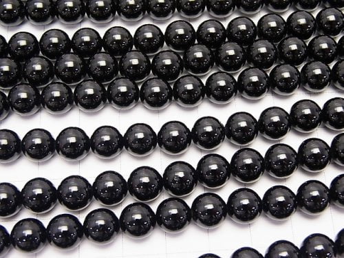 Black Tourmaline AAA - Round 8mm half or 1strand beads (aprx.15inch / 38cm)