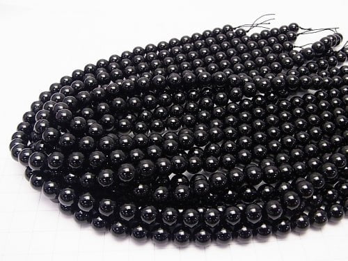 Black Tourmaline AAA - Round 8mm half or 1strand beads (aprx.15inch / 38cm)