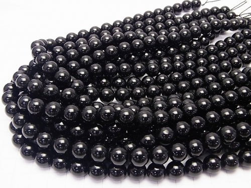 Black Tourmaline AAA- Round 10mm half or 1strand beads (aprx.15inch/36cm)