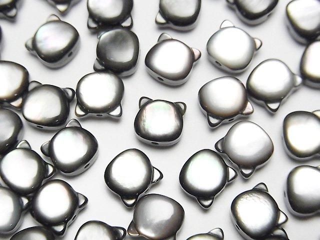[Video] Black Shell (Black-lip Oyster) AAA Cat Motif 7x6mm [Drilled Hole] 1pc