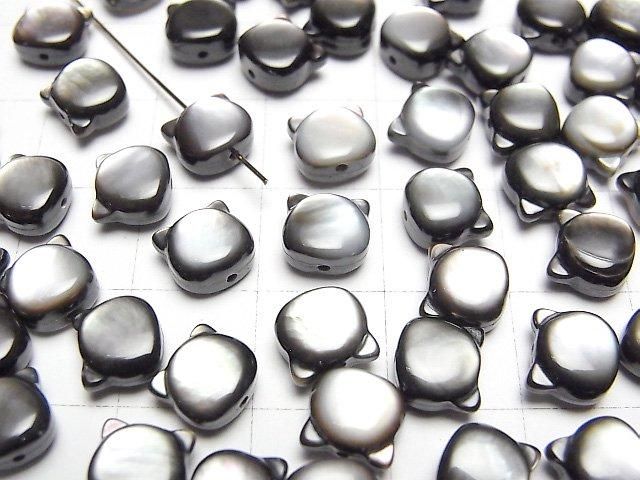 [Video] Black Shell (Black-lip Oyster) AAA Cat Motif 7x6mm [Drilled Hole] 1pc