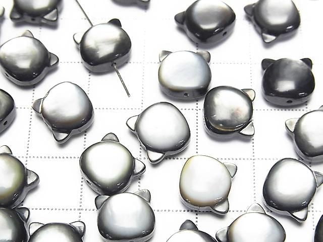 [Video] Black Shell (Black-lip Oyster) AAA Cat Motif 10x9mm [Drilled Hole] 1pc
