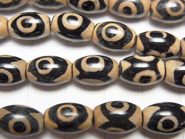 1strand $9.79! DZi Beads Rice 12 x 8 x 8 mm Black x Light Brown 1 strand beads (aprx.14 inch / 34 cm)