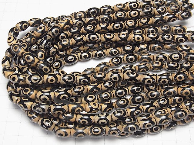 1strand $9.79! DZi Beads Rice 12 x 8 x 8 mm Black x Light Brown 1 strand beads (aprx.14 inch / 34 cm)