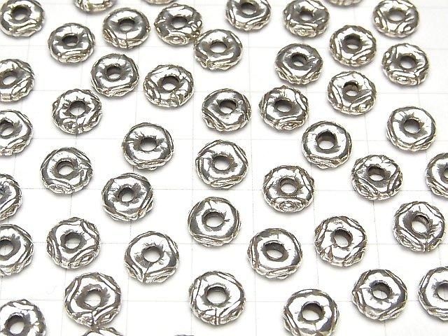 Karen Silver Patterned Rondelle 8.5x8.5x2.5mm 2pcs