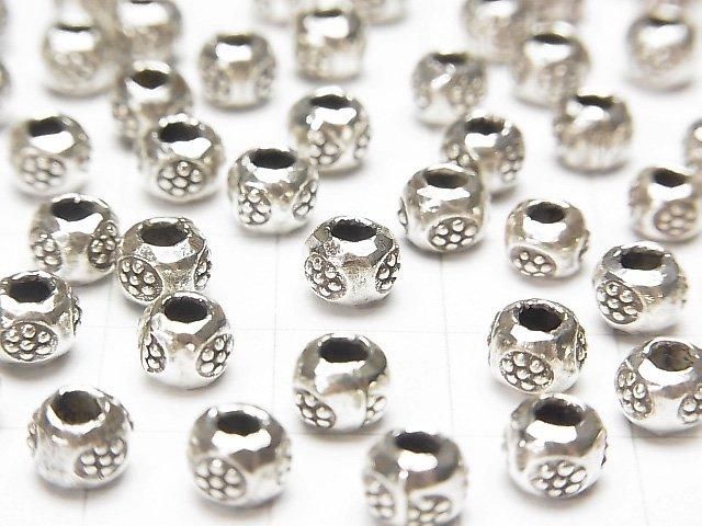 Karen Silver Flower Pattern Rondelle 4.5x4.5x3.5mm 5pcs